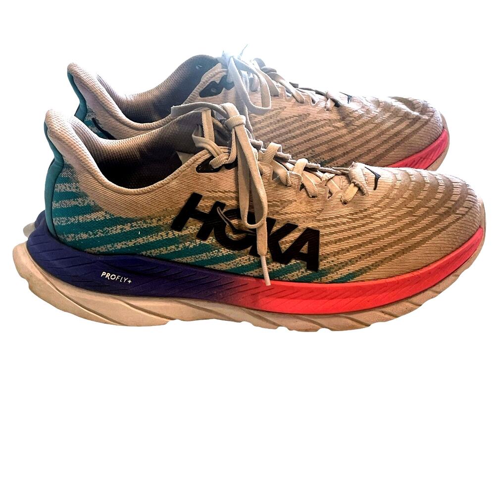 Hoka Mach 5 White Flame Running Shoes Womens Size 10.5 Sports Gym Workout
